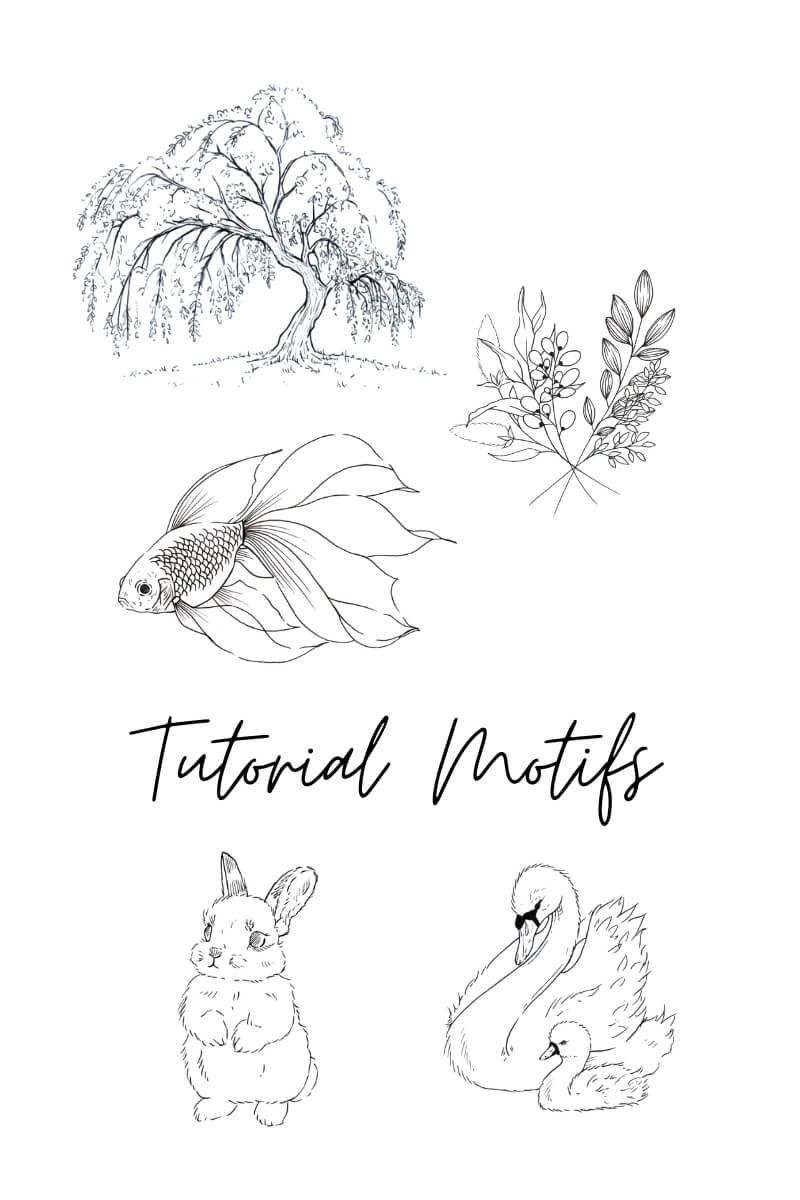 Motifs 6-10 of our Lisilinka Tutorials where we show how to paint with metallic watercolors.
