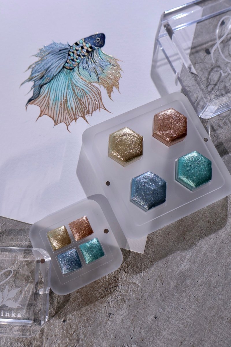 Tutorial Set 3 Betta Fish – Metallic Watercolor Set