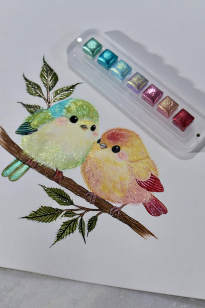 Lisilinka May giveaway painted sketch of two birds with extreme sparkle