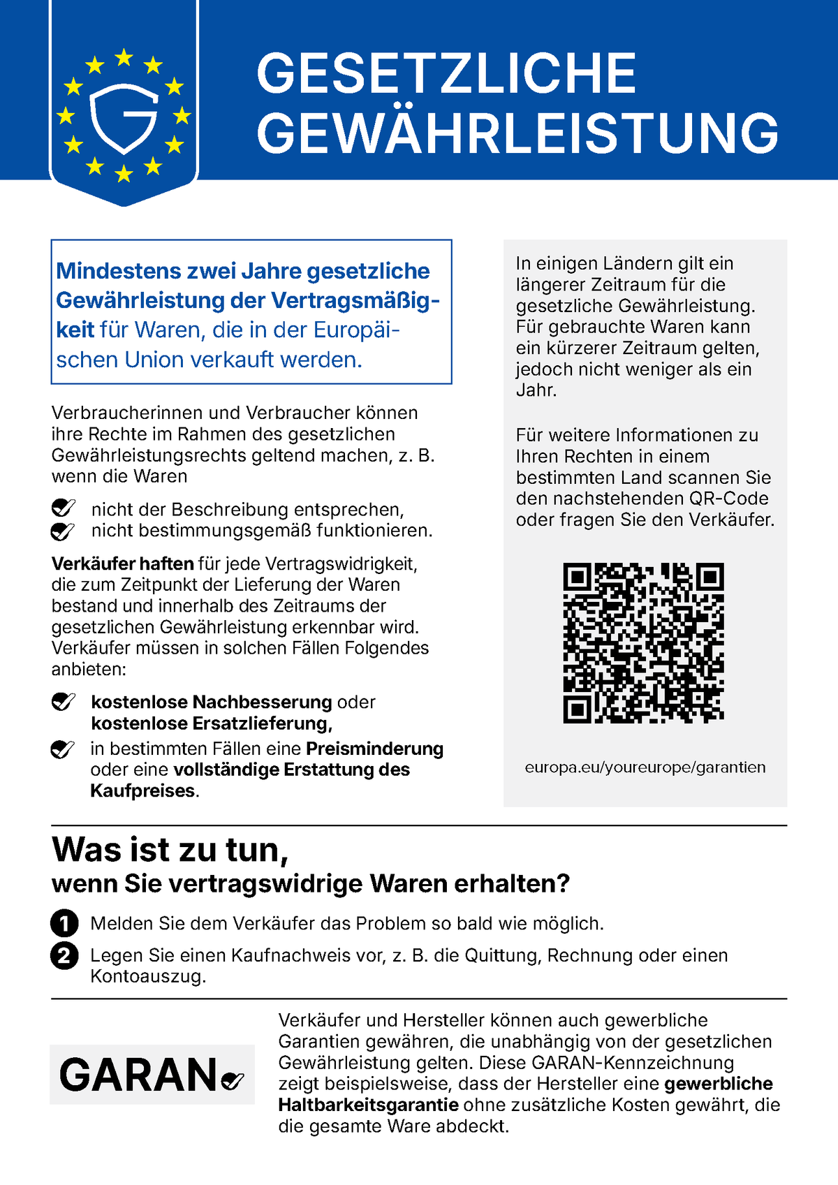 Gesetzliche Gewährleistung – EU