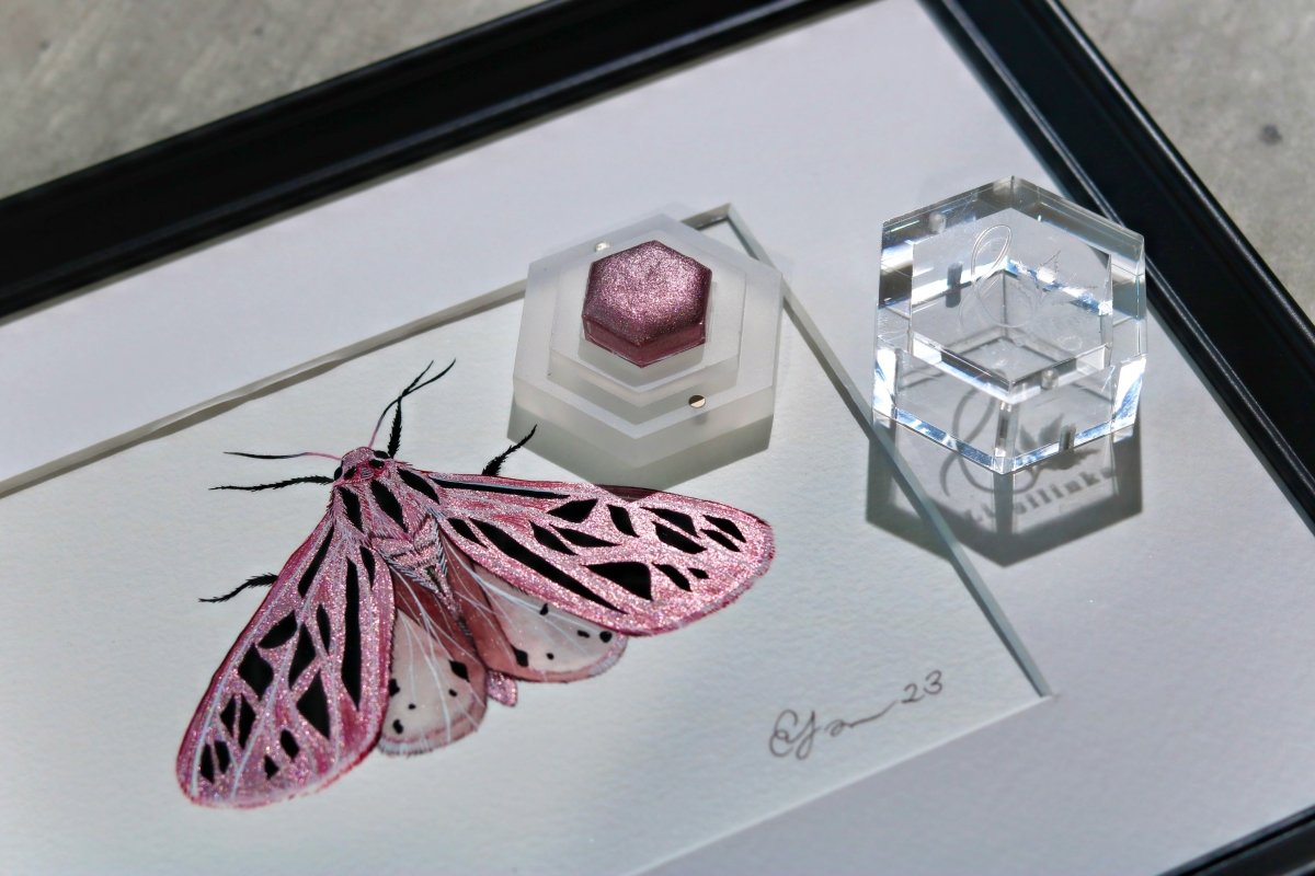Orchid pastel pink holographic bonus color by Lisilinka with pink moth artwork