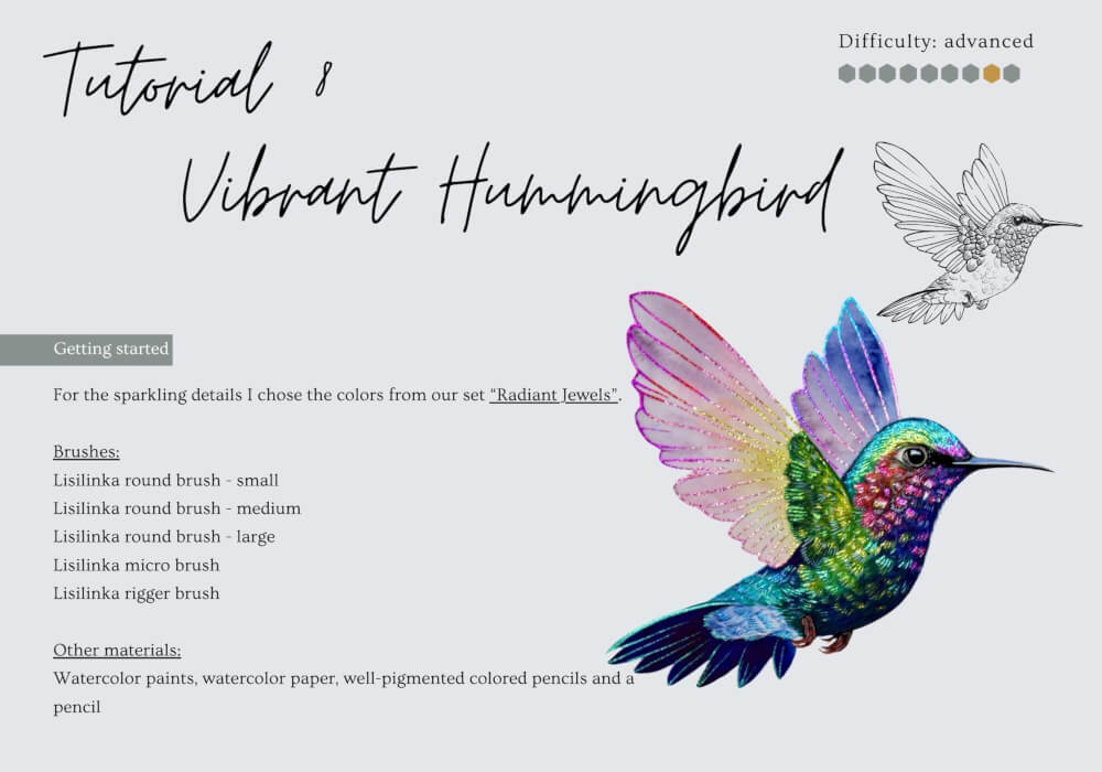 Metallic watercolor painting of shimmering leaves created with Lisilinka tutorial