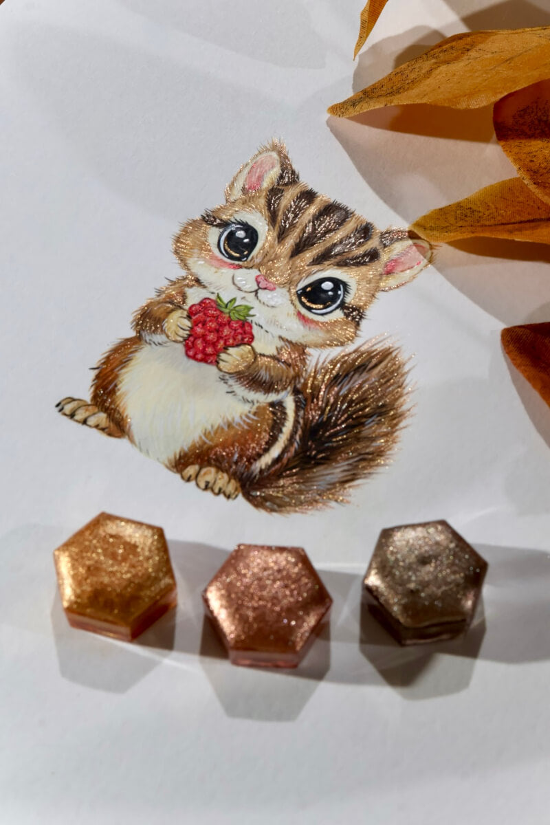 sparkling chipmunk with lisilinka watercolors of the serenity set