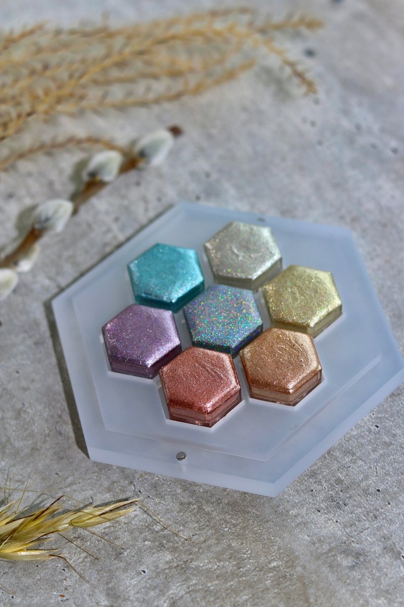 Pure Prism - seven handmade metallic holographic watercolors